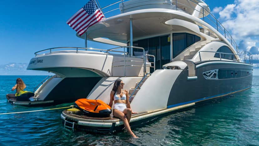 Group of friends on yacht