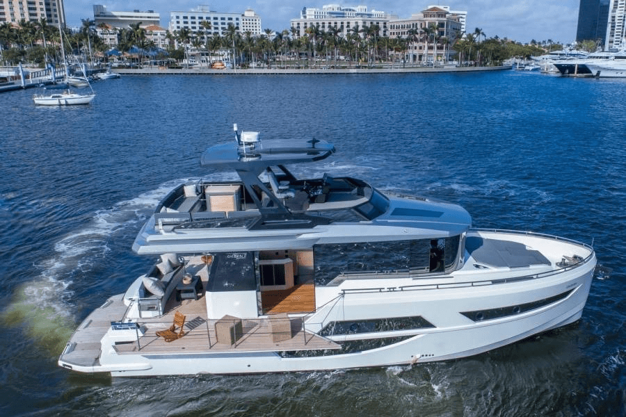 Luxury Yacht view with champagn in the water