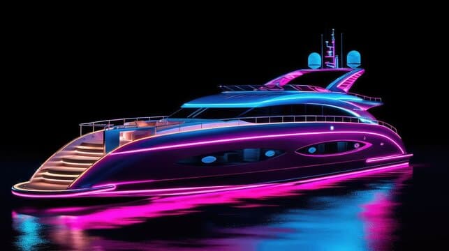 Luxury Yacht view with champagn in the water